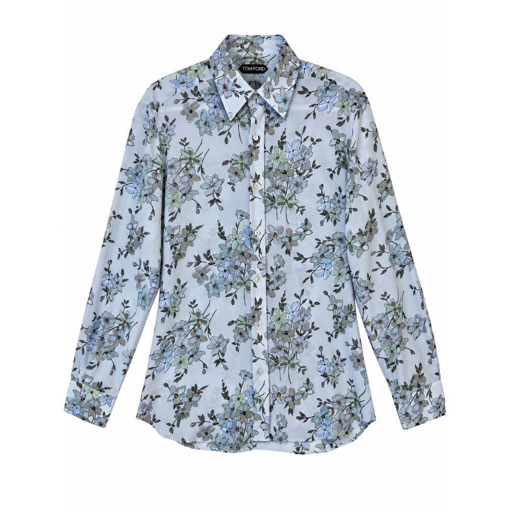 Tom Ford Floral Print Silk Crepe Shirt Size 39 15.5 NWT Made in Italy